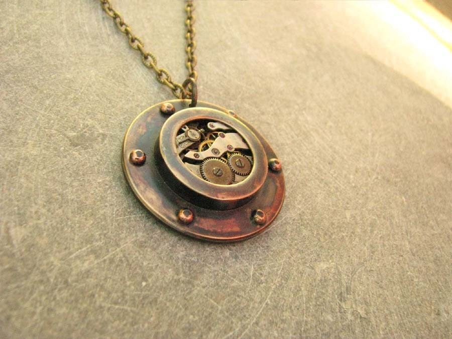 Industrial Marine Steampunk Watch Movement Porthole Necklace