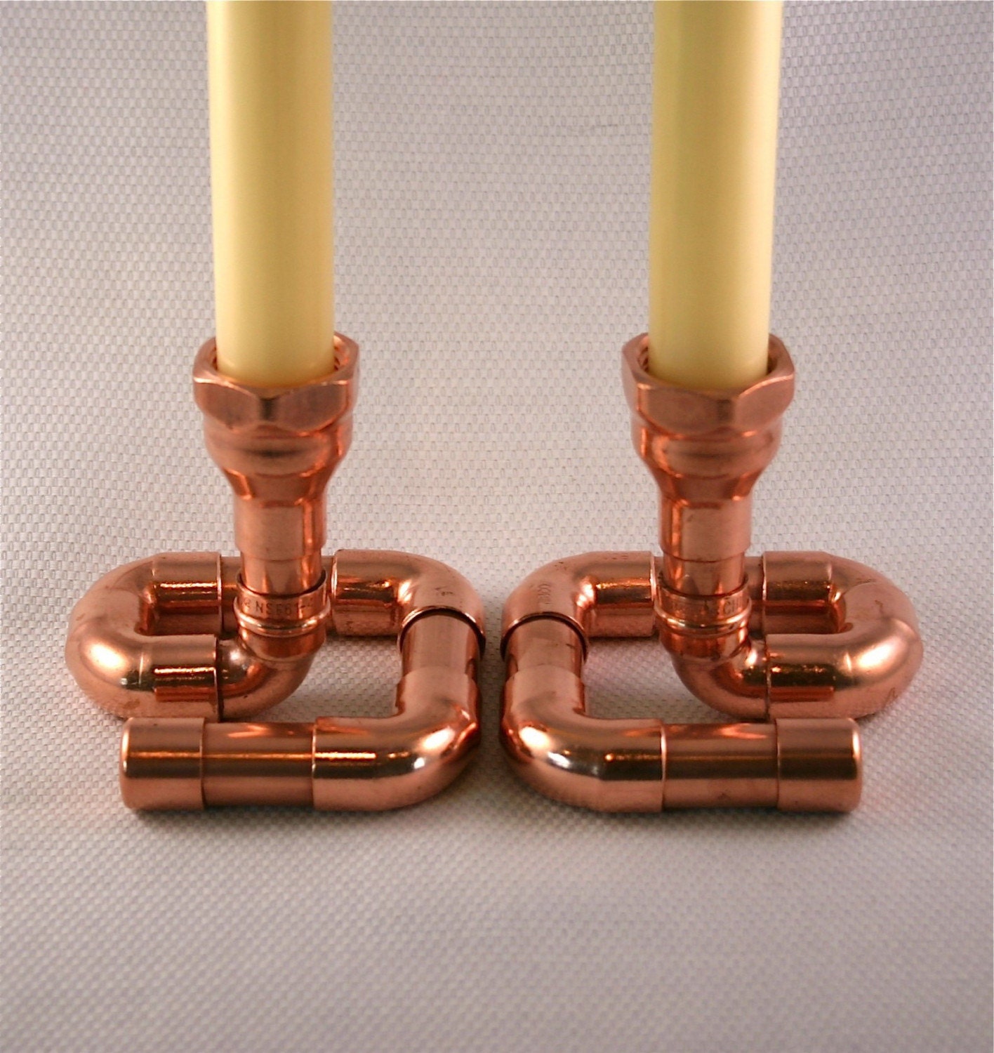 Set of 2 Copper Candle Holders Candlesticks
