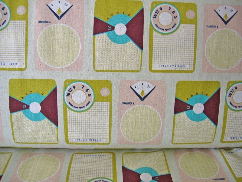 Japanese Fabric Melody Miller Retro Transistor Radio Print 1 yard