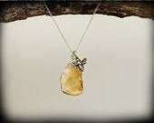 Silver Bee and Citrine Charm Necklace