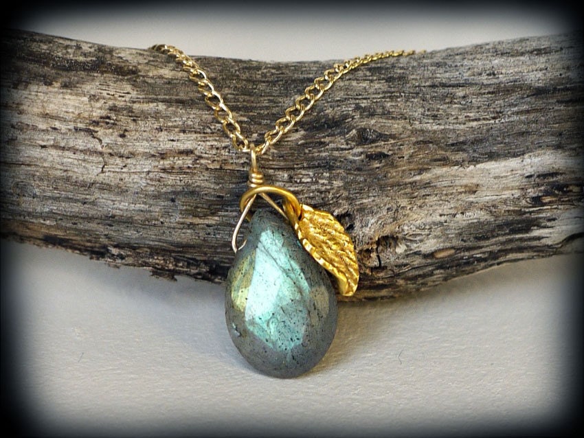 Katherine Gold Leaf and Labradorite Charm Necklace
