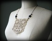 Gold Lace Medallion Crest Necklace