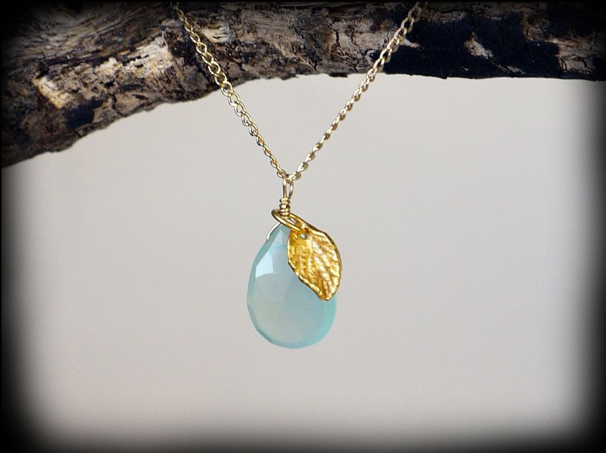 Katherine Gold Leaf and Chalcedony Charm Necklace