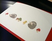 Hedgehog and Mushrooms Note Cards - 6pc