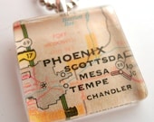 Glass Tile Map Necklace - Phoenix