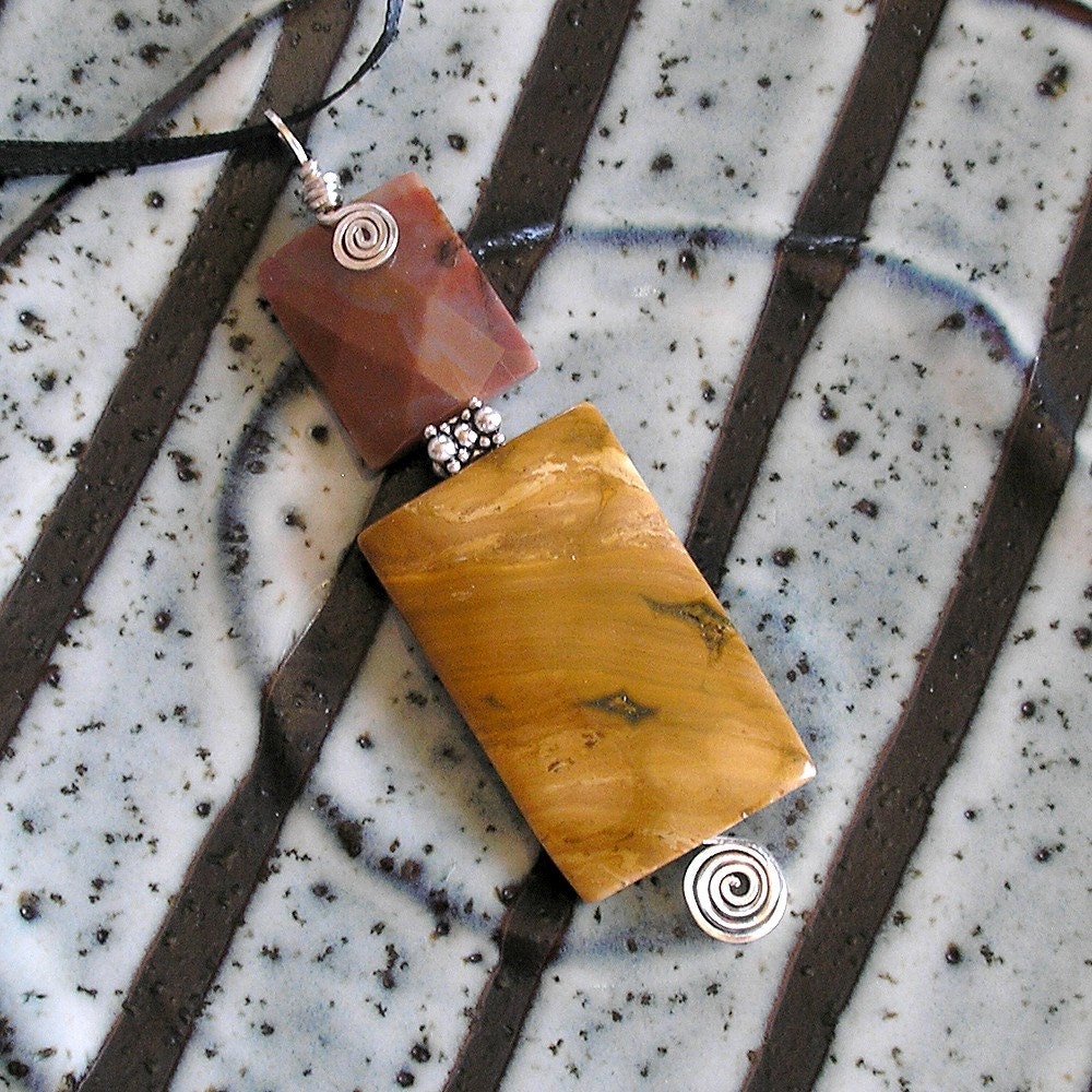 Ocean Jasper, Sterling Silver Pendant - "Red Earth" Pendant
