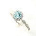 14K Aquamarine Engagement Ring Aquamarine Ring Diamond Halo 14K 18K Platinum Palladium Custom Bridal Jewelry