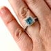 14K London Blue Topaz Diamond Ring Gemstone Engagement Ring Custom Princess Halo Setting 18K White Yellow Rose Gold Platinum