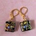 Gold Dichroic Earrings, Fused Glass Jewelry, Dichroic Glass Jewelry,