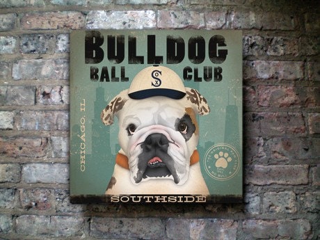 Bulldog baseball club chicago white sox original graphic art on canvas 12 x 12 x 1.5 by stephen fowler