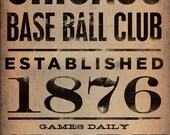 Wrigley Field Chicago Cubs Baseball vintage style typography art on canvas 10 x 20  by Stephen Fowler