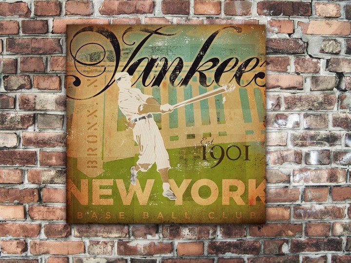 New York Yankees Baseball Club original art on canvas 12  x 12 by stephen fowler