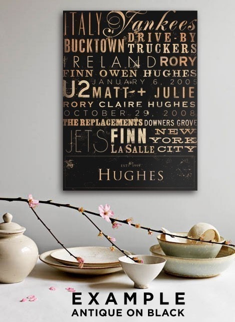 Custom Typography graphic art  on WOOD backed panel 18 x 18  by stephen fowler GIFT