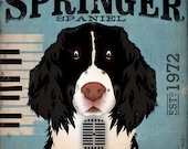 Springer Spaniel Jazz records album style graphic artwork on canvas 12 x 12 inches by stephen fowler