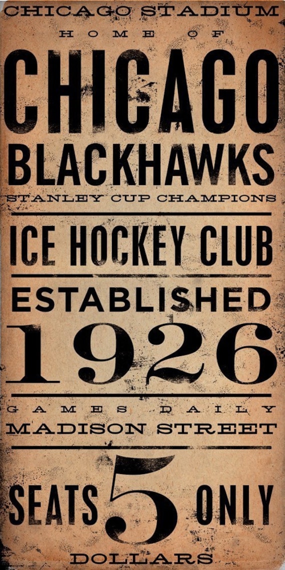 CHICAGO BLACKHAWKS hockey club original graphic art on canvas 8 x 16 by gemini studio art