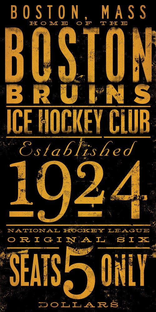 BOSTON bruins ice hockey club original graphic art giclee archival signed print 10 x 20 by stephen fowler