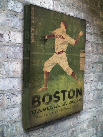 Boston Baseball Club boston red sox fenway park original illustration gallery wrap on canvas 12 x 16