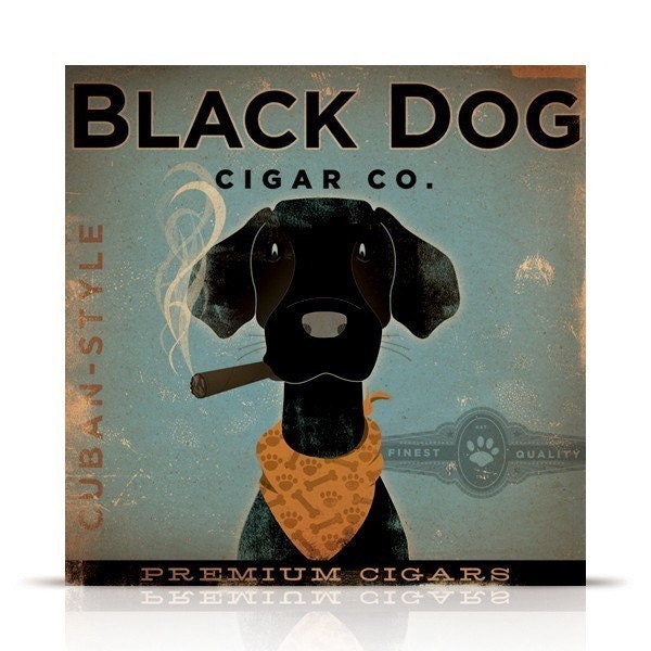 BLACK DOG CIGAR company advertising style artwork on canvas original design 12 x 12