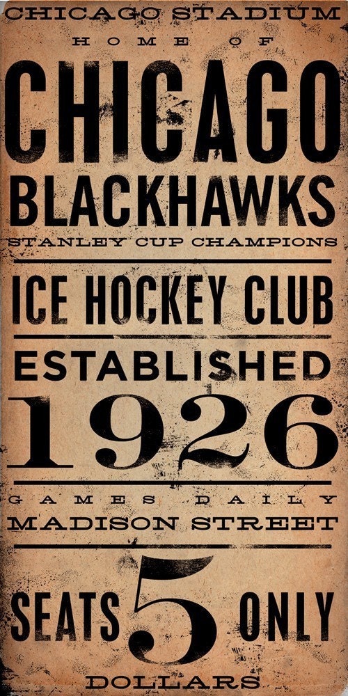 CHICAGO BLACKHAWKS hockey club original graphic art on canvas 8 x 16 by gemini studio art