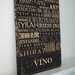 Vino wines of the world typography art on canvas 18 x 24" x 1.5" by stephen fowler