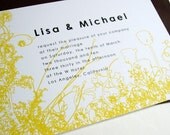 Yellow Modern Floral Wedding Invitations  "Kiiro" Sample
