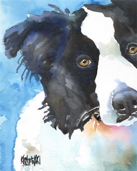 Border Collie Art Print of Original Watercolor Painting - 11x14 Dog Art - dogartstudio