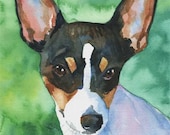 Toy Fox Terrier Art Print of Original Watercolor Painting 8x10
