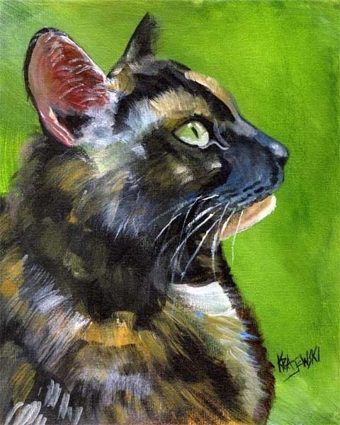 Tortie Cat Art print of Original Acrylic Painting - 11x14