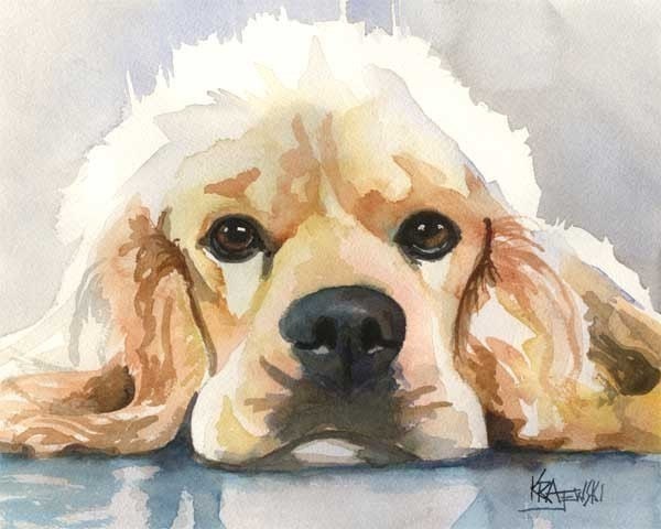 Cocker Spaniel Art Print of Original Watercolor Painting - 11x14