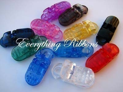 10 Plastic Paci Pacifier / Bib Holder Clips (Round) - plus Instructions - CHOICE OF COLORS