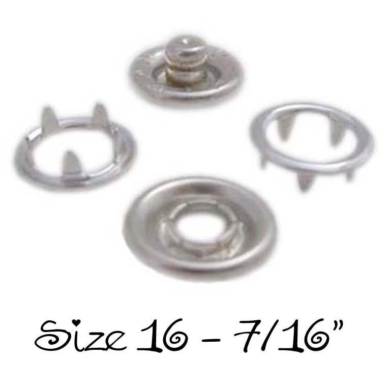 Open Ring Prong No Sew Snap Fastener Set - Size 16 - 7/16 Inch - 50 Sets of 4 Parts - CPSIA Compliant - 10 PERCENT REFUND
