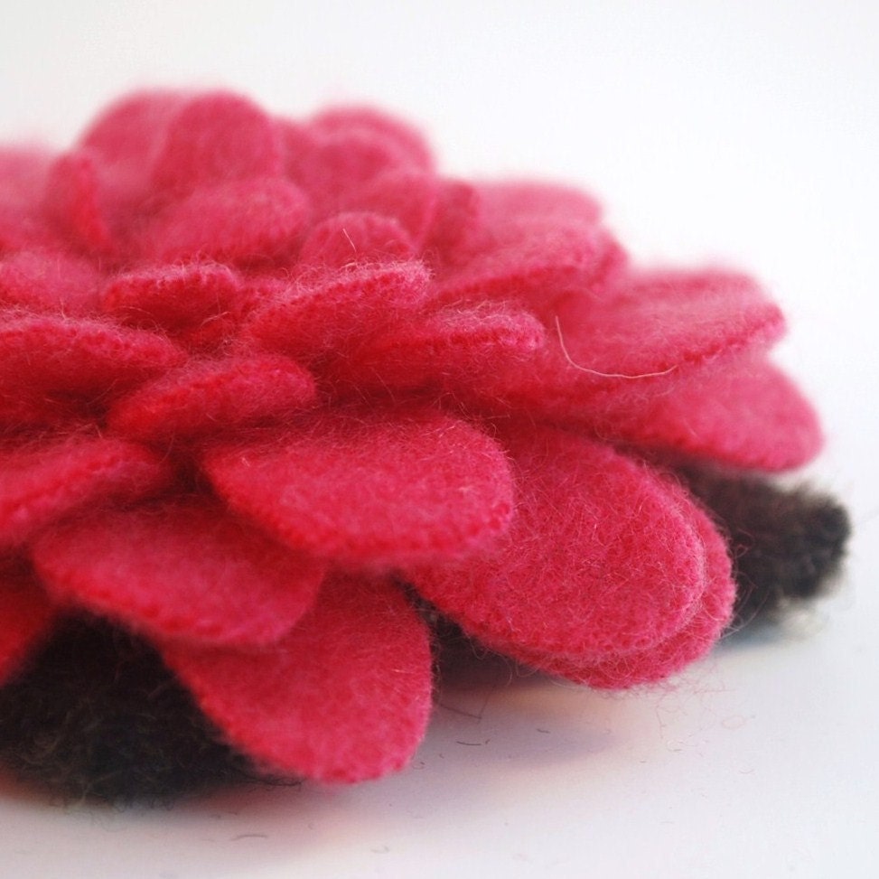 Berry Pink - Eco Chic Cashmere Rose Brooch