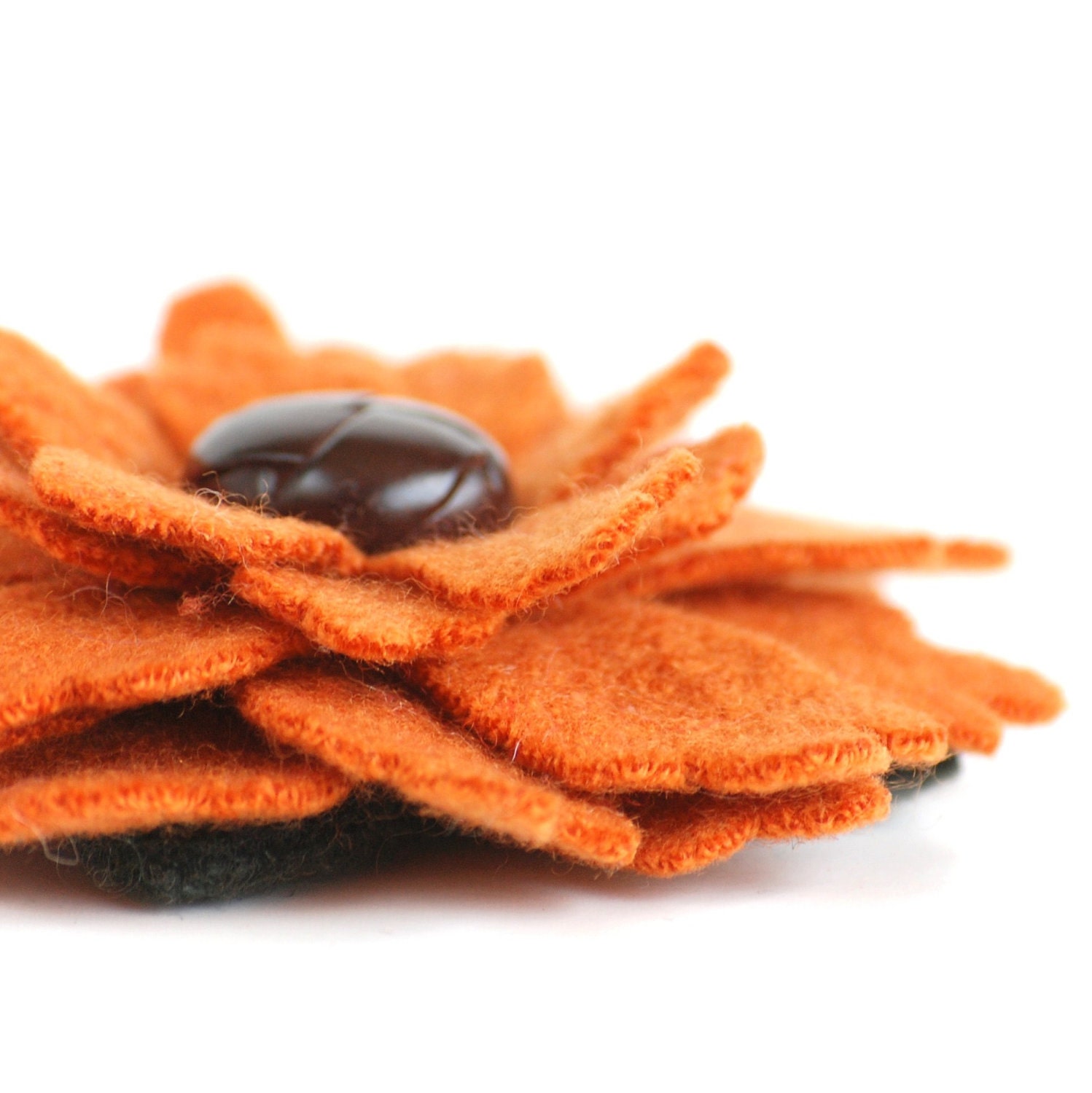 Merino Orange Black Eyed Susan - Recycled Wool Flower Pin