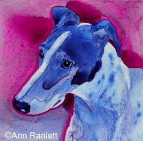 Greyhound Dog - Signed Reproduction Print - Matted to 8 x 10 - Ranlett  A4C