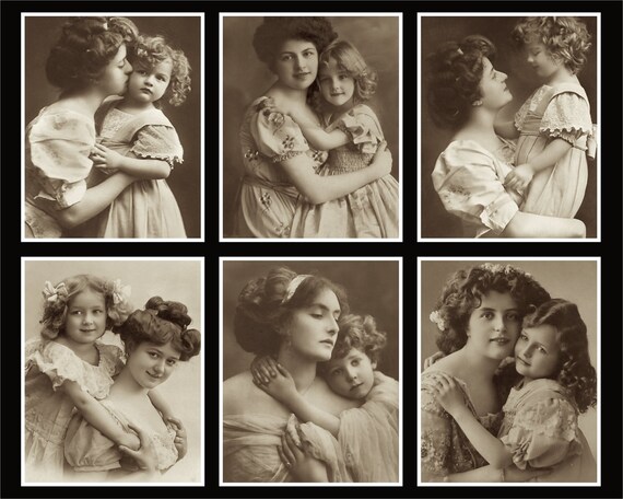 digital collage sheets for paper crafts, 6 beautiful images for Mother's day, Plus  Bathing Beauties, printable images  no. 107