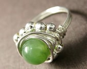 Jade Ring Wire Wrapped Sterling Silver Princess - holmescraft