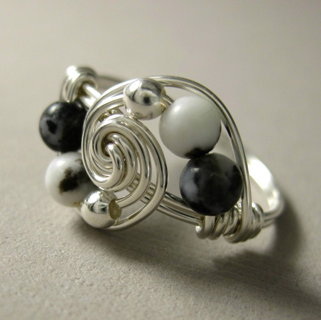 Wire Wrapped Ring Sterling Silver and Mexican Zebra Jasper Deluxe ...