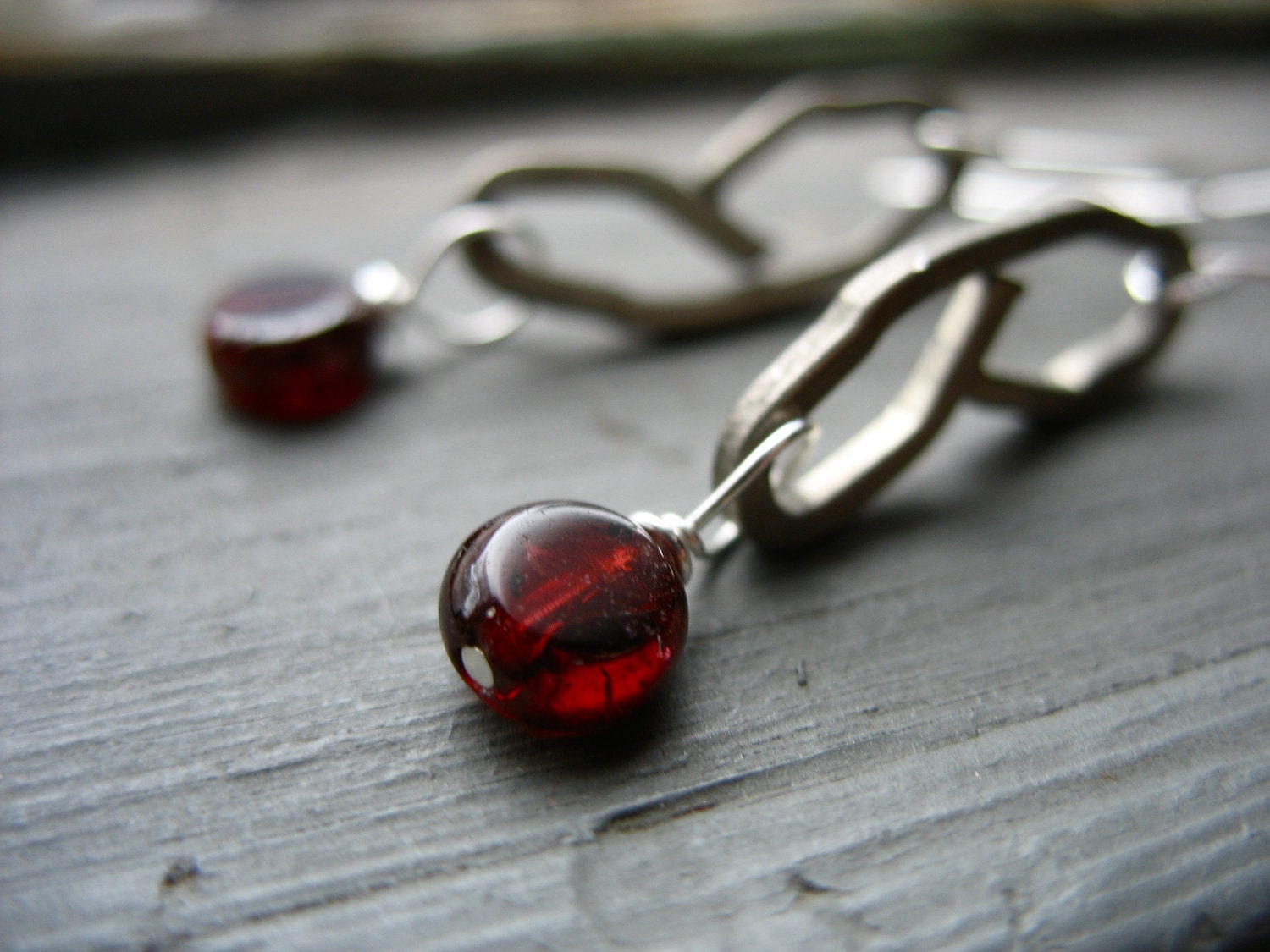 Garnet Earrings, Garnet Gemstone Earrings, Handmade Garnet Drop Dangle Earrings, Metalwork Oxidized Silver Earrings, FREE Shipping