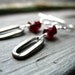 Garnet Earrings, Garnet Stone Oval Oxidized Silver Drop Earrings, Handmade Garnet Artisan Jewelry, FREE Shipping