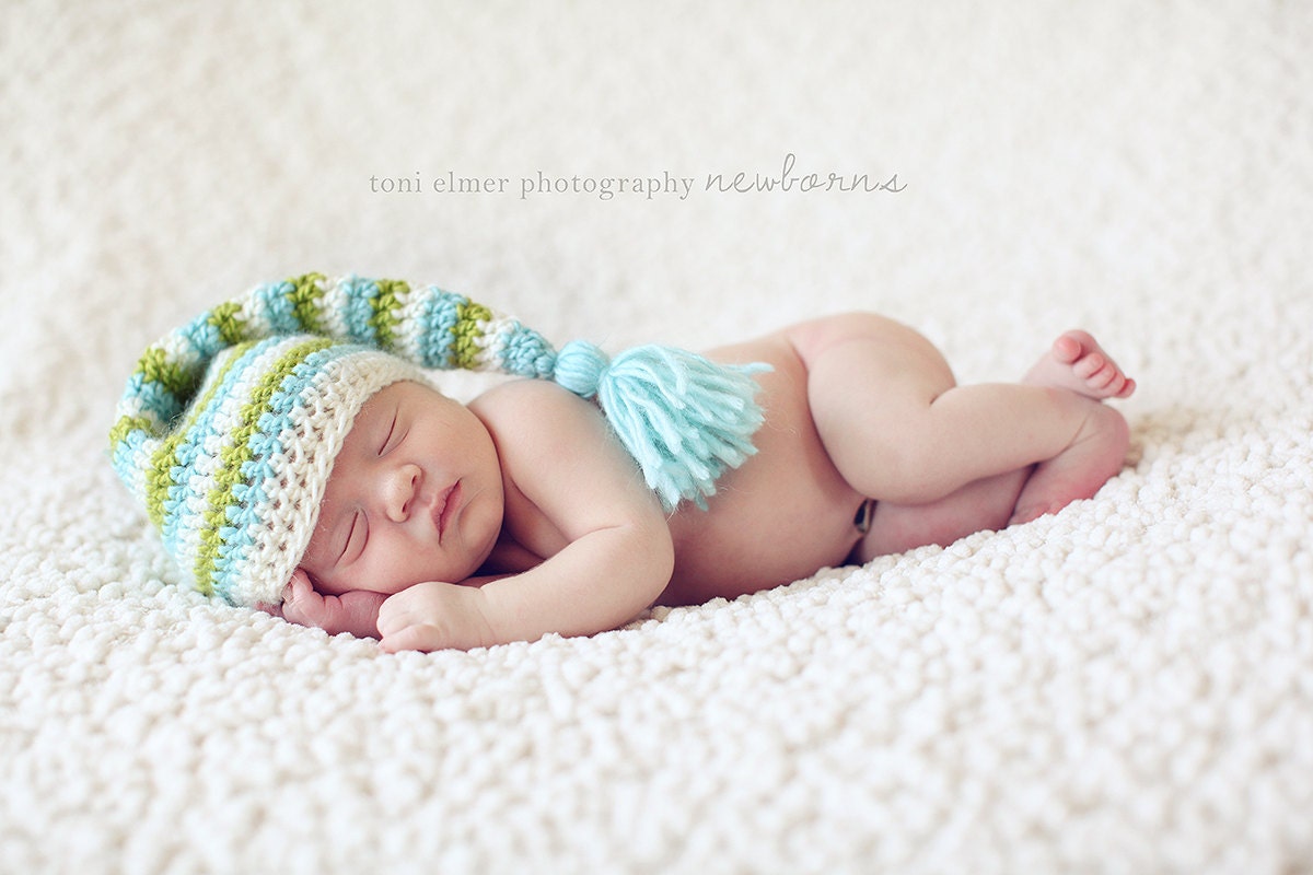Newborn Baby Stocking Elf Pixie Hat Photography Prop