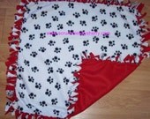 Paw Prints Doggie Dog Pet Baby Fleece Hand Tied Blanket Throw