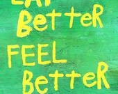 Word Folk Art Typography Canvas Quote Original Painting - Nayarts - Eat Better Feel Better
