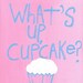Word Art Original Painting Cupcake Art Hand Painted Typography Stretched Canvas Pink Blue & White