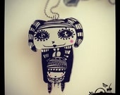 Acrylic Plexiglass necklace printed laser cut ''DAUGHTER'' Kawaii