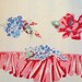Vintage Red, Pink and Blue Floral Table Cloth
