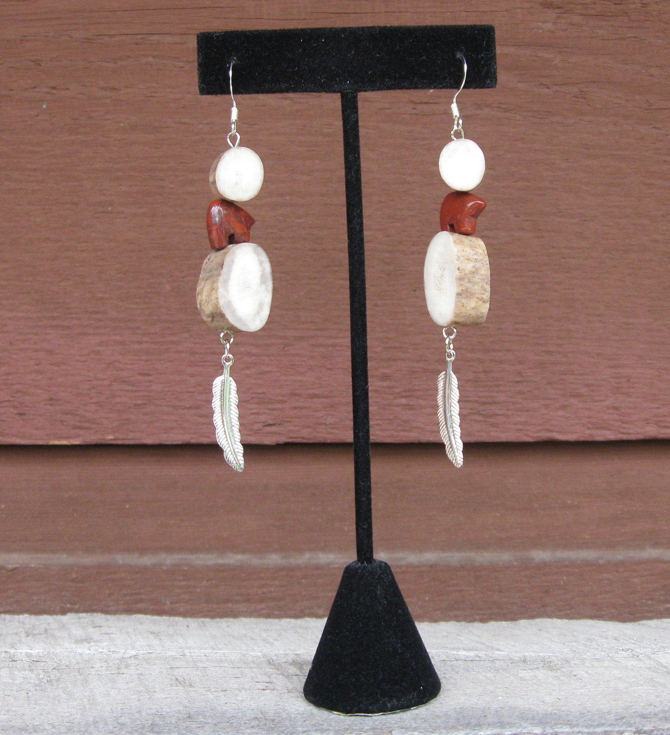 Deer Antler Zuni Bear earrings