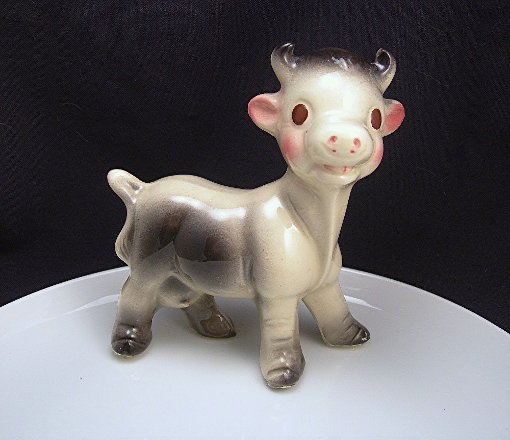 Vintage Cow Figurine By Diamond Pottery From By AtticDustAntiques