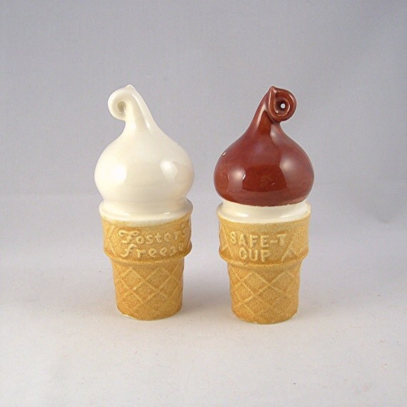 Salt and Pepper Shakers Ice Cream Cones by AtticDustAntiques