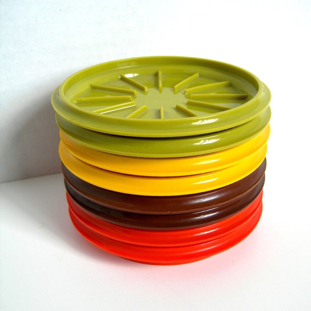 Vintage Tupperware Coasters 8 Colorful Autumn by AtticDustAntiques