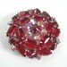 Vintage Red Rhinestone Brooch 2" Silvertone Metal Setting Circa 1960s Costume Jewelry Red Glamour